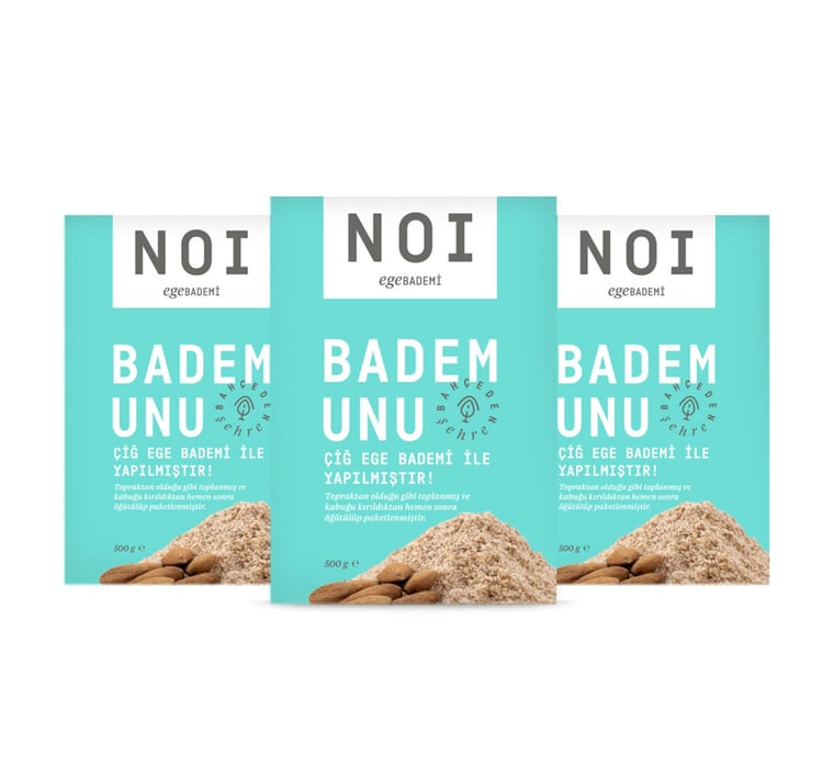 3'lü NOI Glutensiz Çiğ Badem Unu (Tozu) Paketi 3 x 500gr